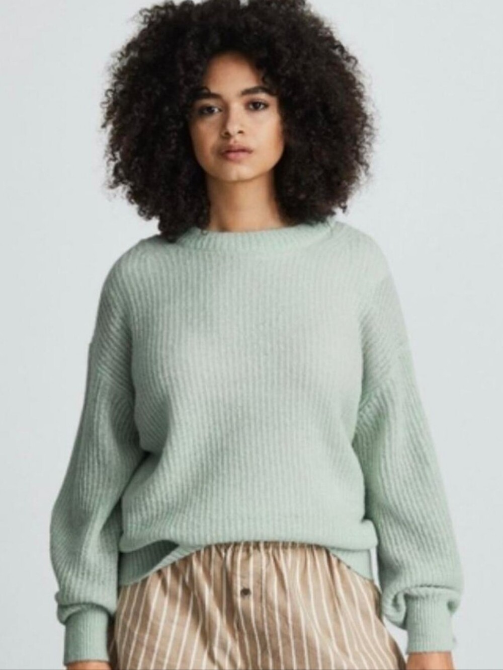 Everlane The Cocoon Crew Chunky Alpaca Wool Soft Relaxed Fit Sweater in Mint S